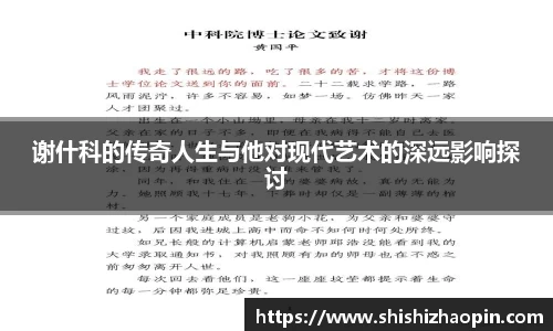 谢什科的传奇人生与他对现代艺术的深远影响探讨